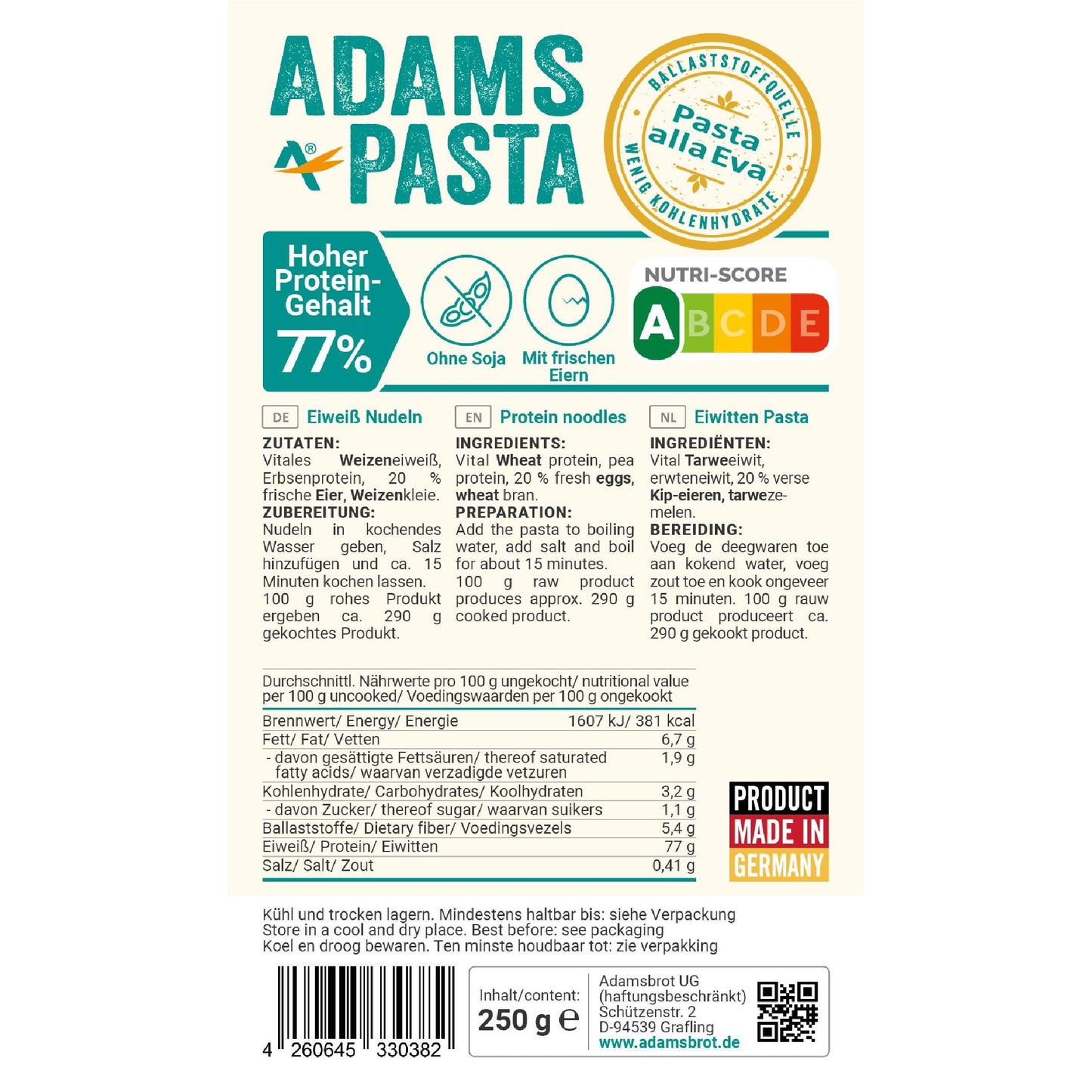 Pasta alla Eva 250g Beutel | Adamsbrot