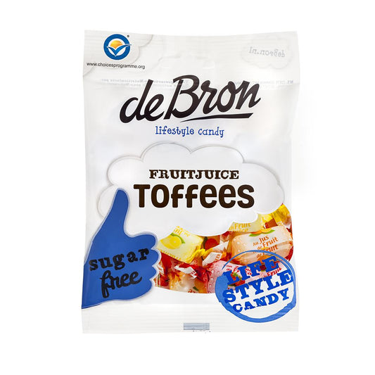 Zuckerfreie Fruchtsaft Toffees (Fruitjuice Toffees) 90g Beutel | De Bron