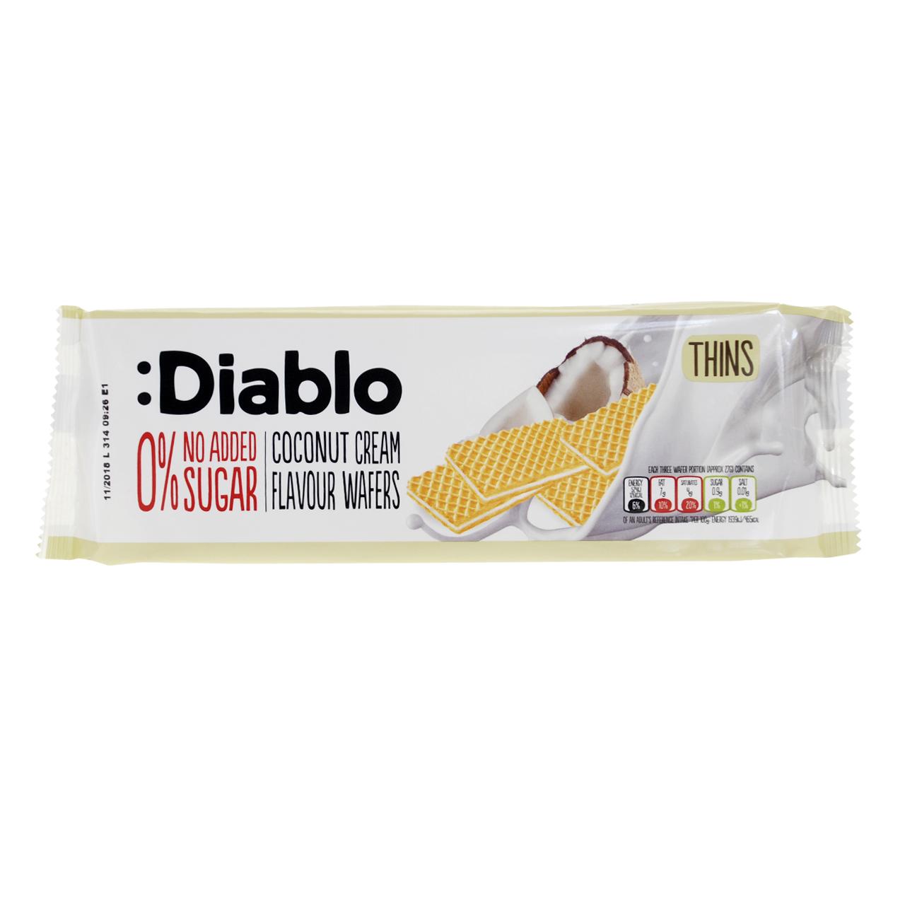 Coconut Cream Flavour Wafers Thins ohne Zuckerzusatz 160g | Diablo