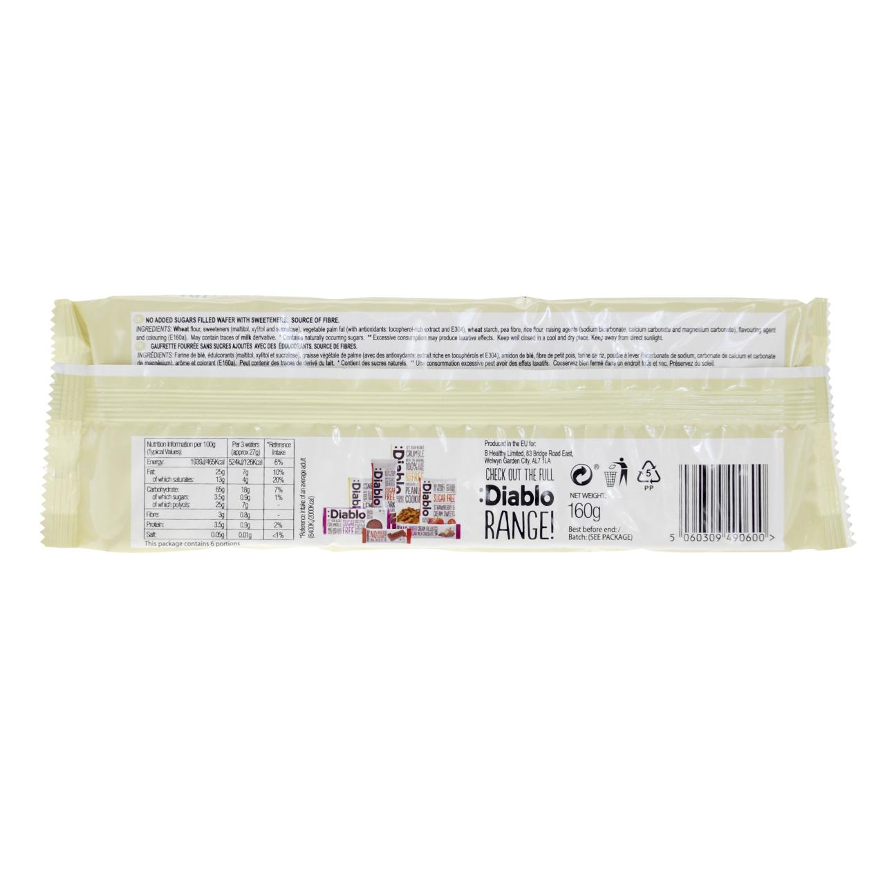 Coconut Cream Flavour Wafers Thins ohne Zuckerzusatz 160g | Diablo