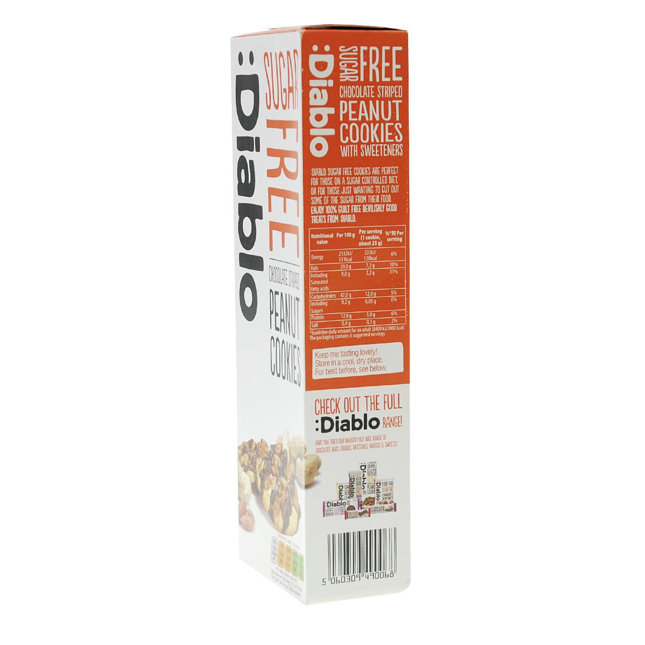 Cookies ohne Zuckerzusatz 150g Chocolate Striped Peanut Cookies | Diablo