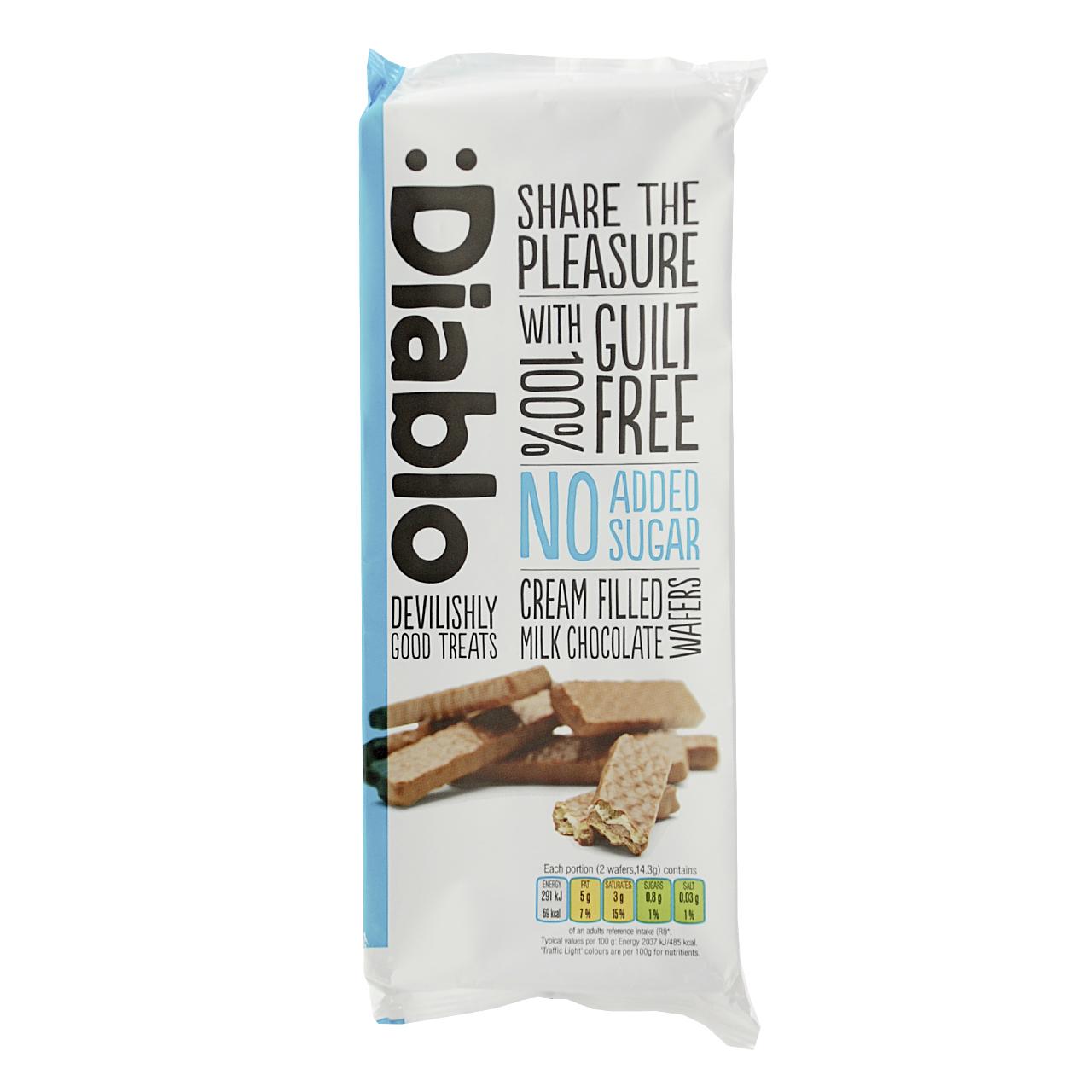 Cream Filled Milk Chocolate Wafer ohne Zuckerzusatz 150g | Diablo