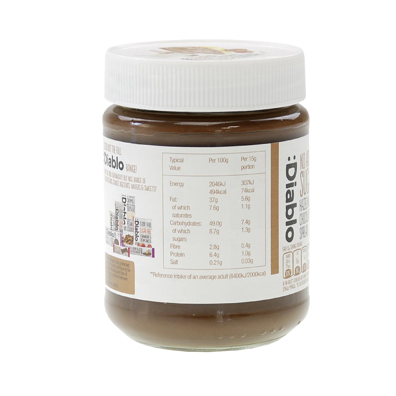 Hazelnut Chocolate Spread ohne Zuckerzusatz 350g Glas | Diablo
