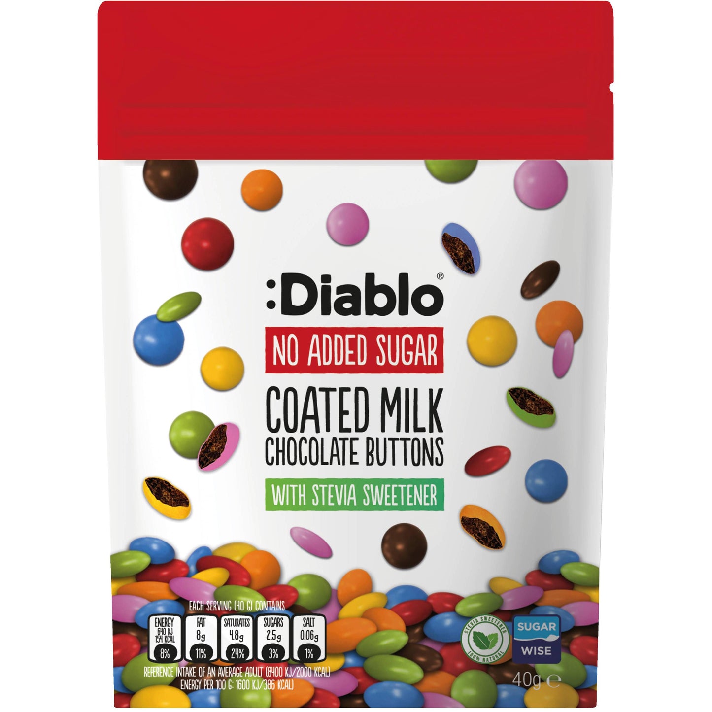 Schokoladelinsen ohne Zuckerzusatz 40g Beutel | Diablo
