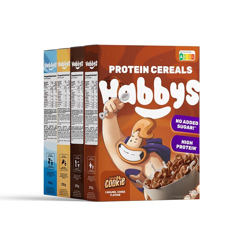 Zuckerarme Cerealien mit Protein 4 x 210g Packung Mix-Pack | Habbys