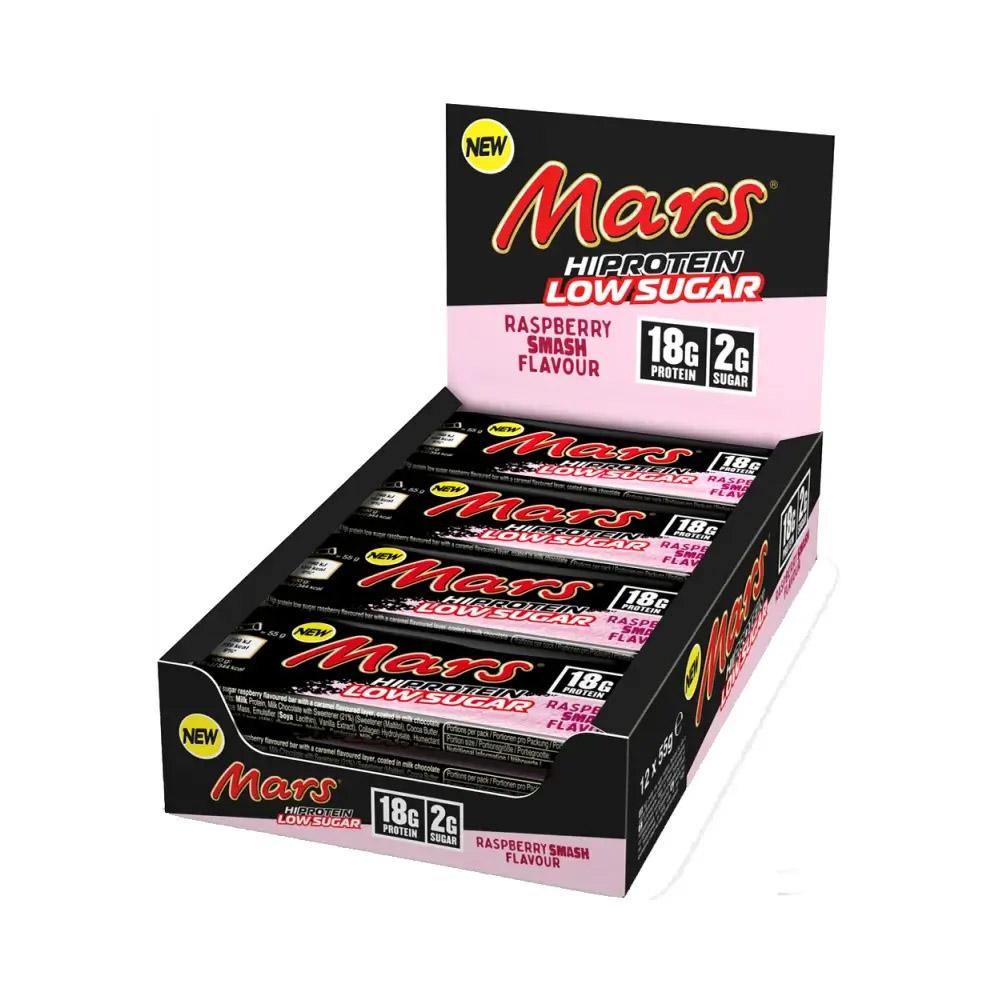 Hi Protein Low Sugar Bar 12 x 55g Karton Raspberry Smash MHD 13.08.2026 | Mars