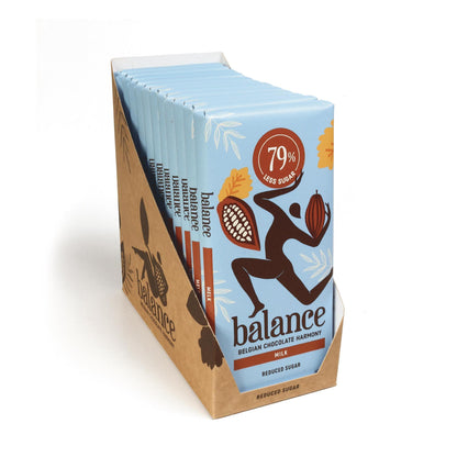 Belgische Schokolade mit 78% - 99% weniger Zucker 12 x 100g Tafel | Balance
