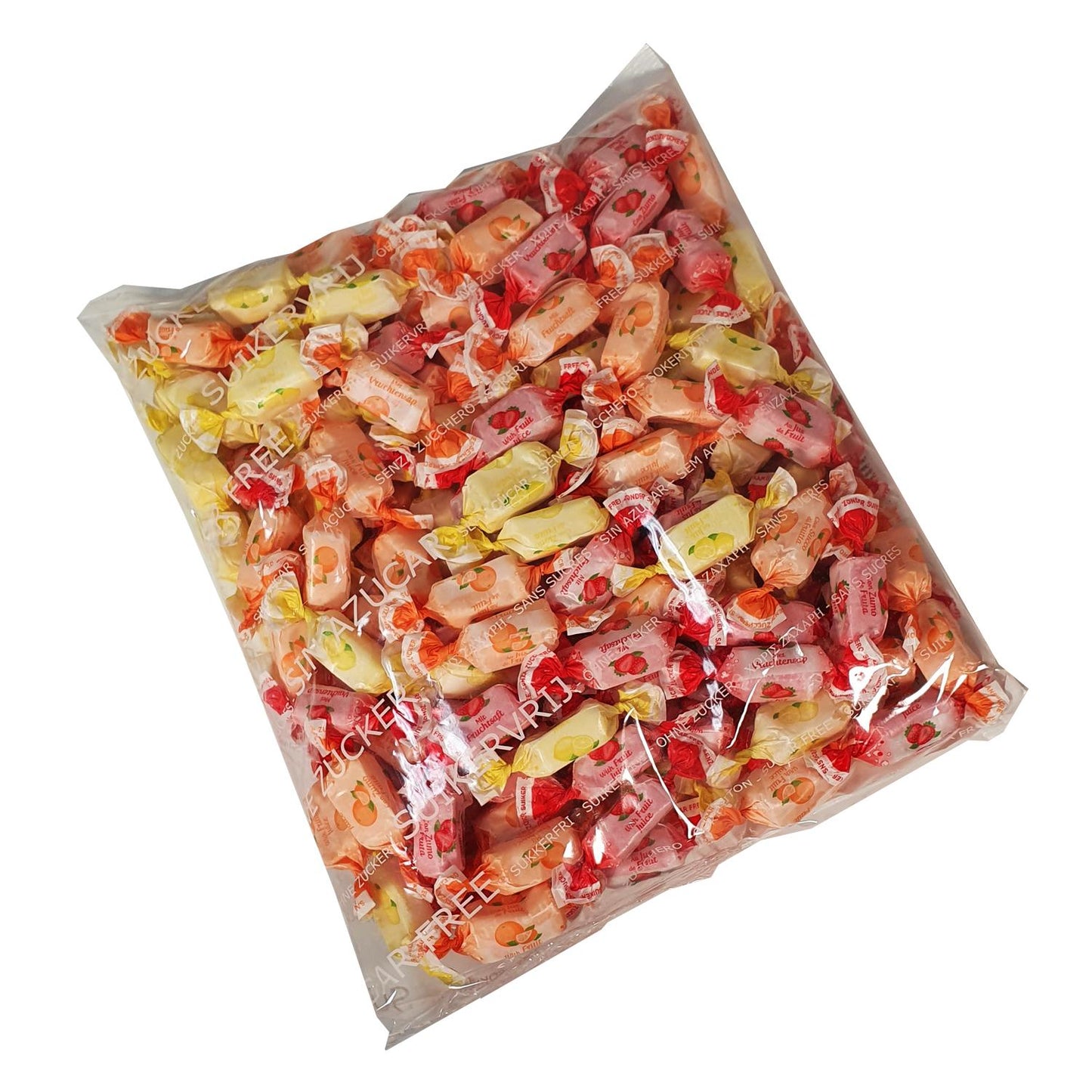 Zuckerfreie Fruchtsaft Toffees (Fruitjuice Toffees) Bigpack 1kg Beutel | De Bron