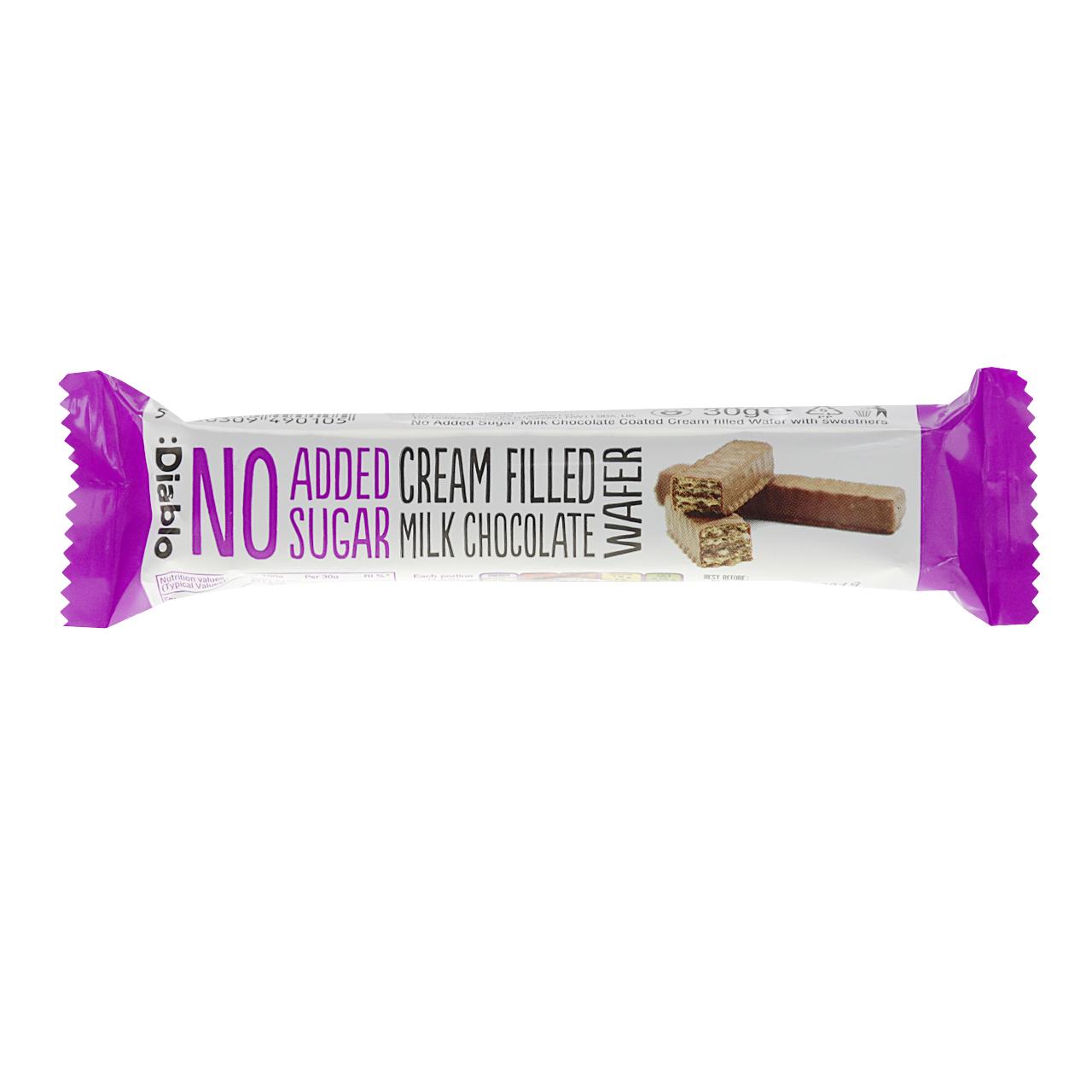Cream Filled Milk Chocolate Wafer ohne Zuckerzusatz 30g | Diablo