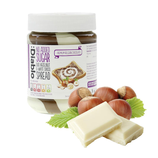 Duo Hazelnut & White Chocolate Spread ohne Zuckerzusatz 350g | Diablo