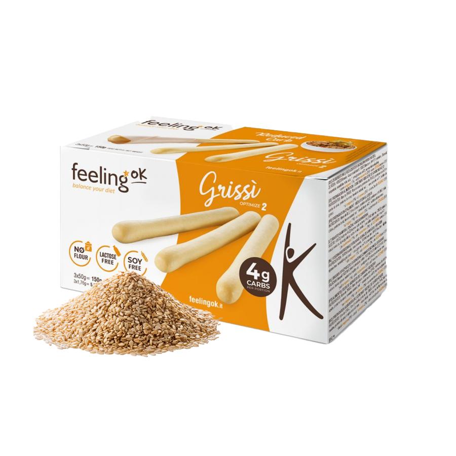 Protein Grissino Brotstangen Optimize 2 (21% Protein) 3 x 50g | Feeling OK