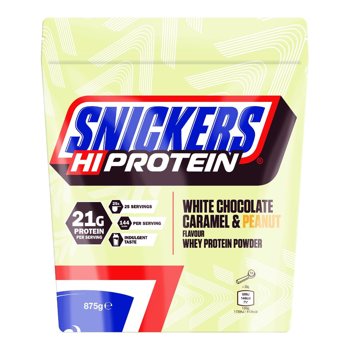 Hi Protein Pulver 875g Beutel White | Snickers