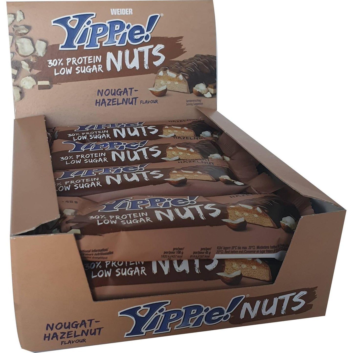Yippie! Nuts 12 x 45g Riegel  | Weider