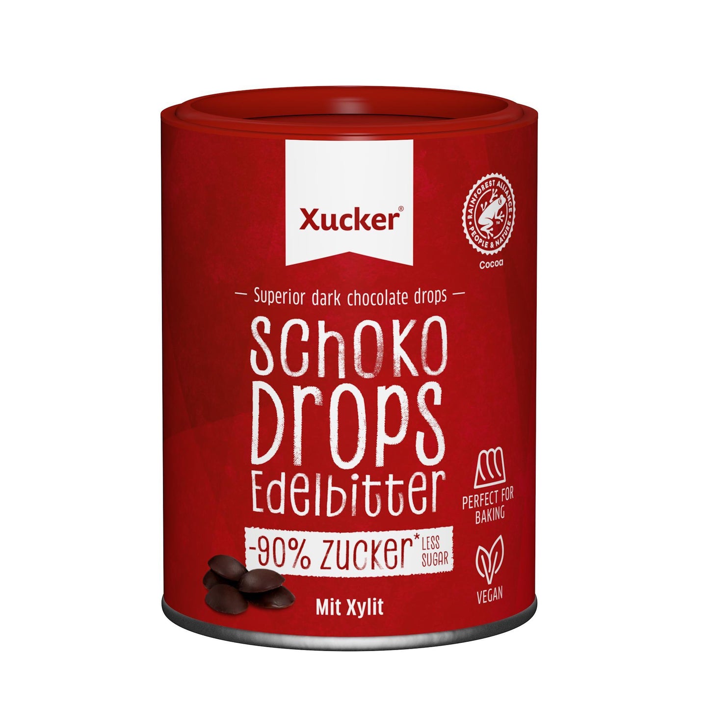Edelbitter Schokodrops mit Xylit 200g Dose | Xucker