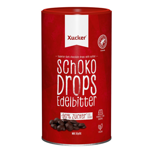 Edelbitter Schokodrops mit Xylit 750g Dose | Xucker