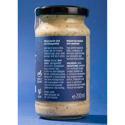 Mittelscharfer Senf mit Erythrit 200g Glas | Xucker