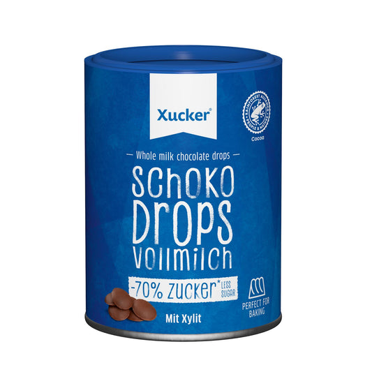 Vollmilch Schokodrops mit Xylit 200g Dose | Xucker