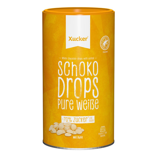 Weiße Schokodrops mit Xylit 750g Dose | Xucker